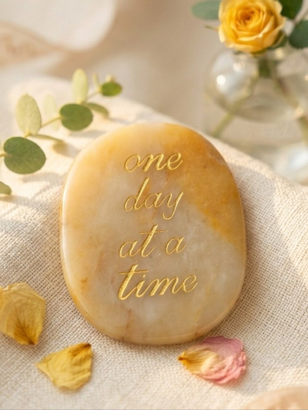 Polished Stone Pocket - one day at a time - Yellow Jasper Crystal (1)